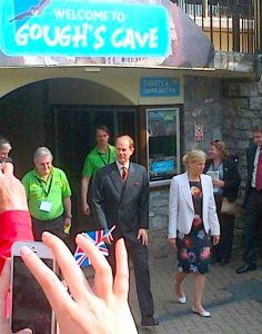 Earl and Countess of Wessex visiting Cheddar Gorge today.